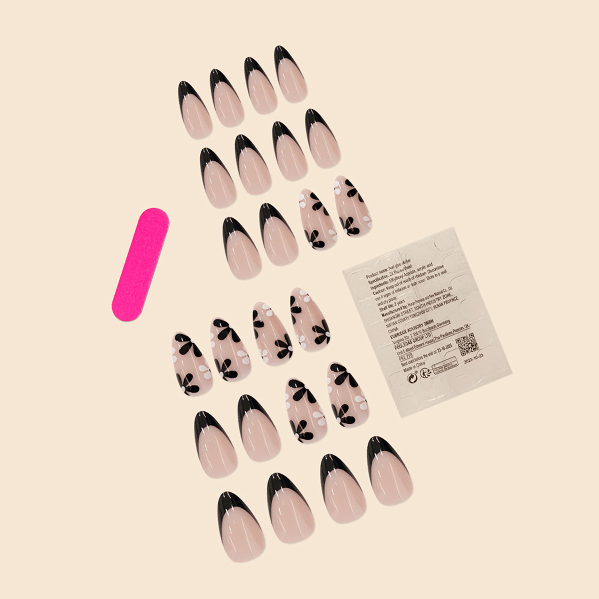 Ebony Flora Black Nails